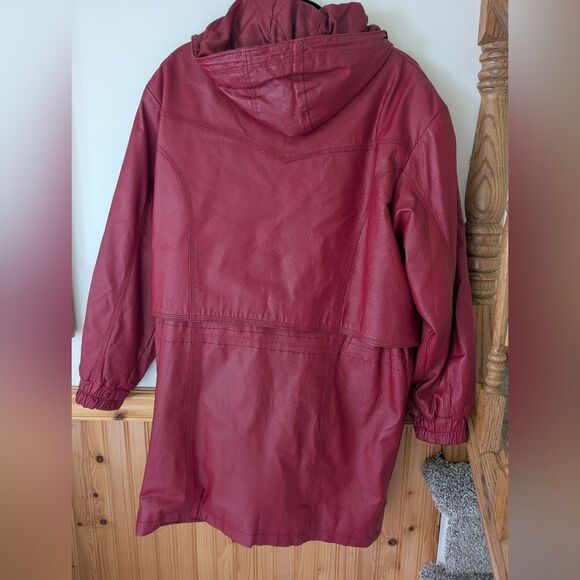 Vintage Fashion Elements 90s 80s Red Leather Jacket Size Large - Picture 11 of 11